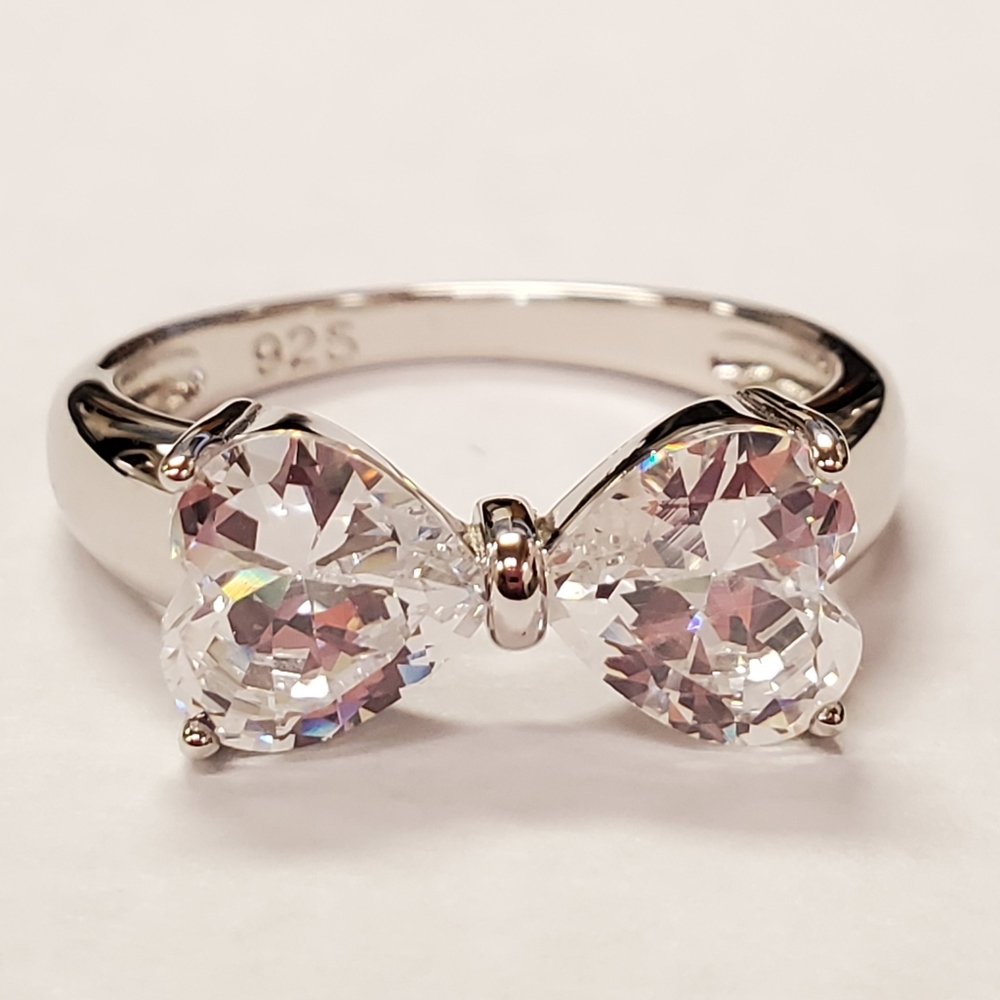 925 Sterling Silver Bow Heart Ring